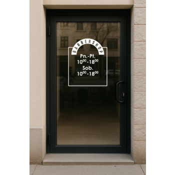 Naklejka z godzinami otwarcia- Barbershop